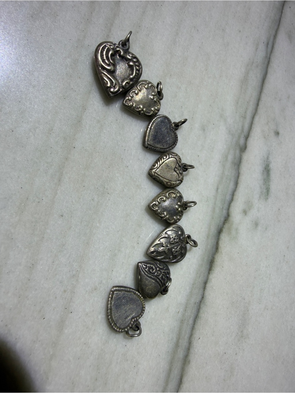 Sterling Silver Heart Charms - Set of 8